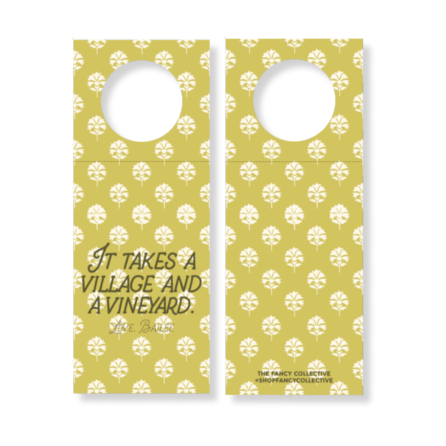 “It takes a village and a vineyard” Wine Bottle Gift Tag