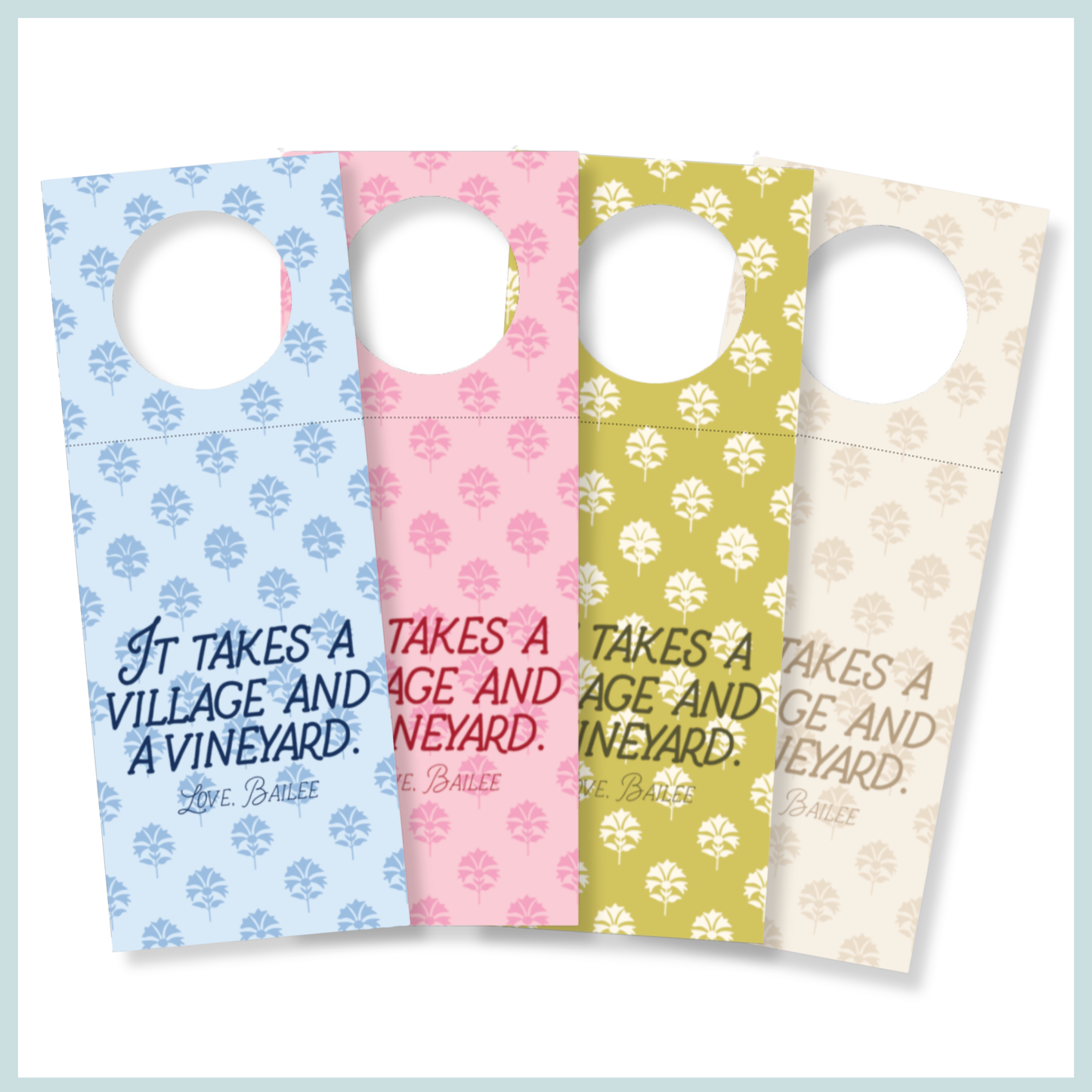 “It takes a village and a vineyard” Wine Bottle Gift Tag