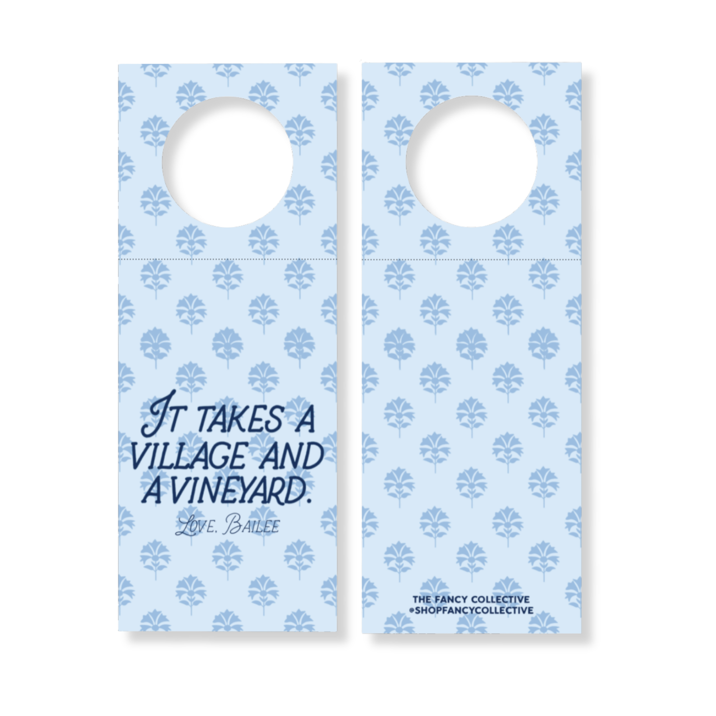 “It takes a village and a vineyard” Wine Bottle Gift Tag